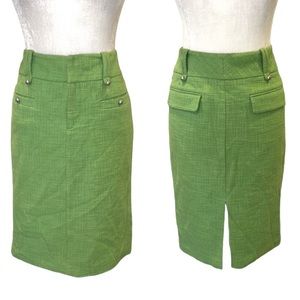 Club Monaco Green Tweed Silver Studded Midi Pencil Skirt - 6